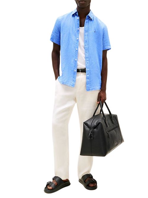 Camicia uomo azzurra in lino Tommy Hilfiger | MW0MW35207C30